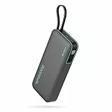 CUKTECH Batterie Externe 45W 20000mAh Power Bank, Batterie Externe Charge Rapide avec Cable Intégré USB C, Batterie Portable pour iPhone 16/15/14/13, Samsung, Xiaomi, iPad, MacBook, Switch