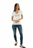 Kaporal, Tee Shirt Manches Courtes, pour Femme, 95% Coton_Bio - 5% Elasthanne, Coupe Fitted, Col Rond, Couleur White, Taille XL
