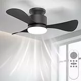 Airwit 71cm Ventilateur Plafond avec Lumiere Silencieux, Petit Plafonnier Ventilateur Plafond avec Telecommande et Réversible DC Moteur, LED Lampe Ventilateur Plafond pour Chambre Salon Cuisine