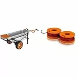 WORX - Brouette 8 en 1 - Brouette, Chariot à roulettes, Chariot Prolongé, Diable & Lot de 2 Bobines de Fil - Coupe de 3m - Compatible avec Les Débroussailleuses et Coupe-Bordures WORX 20V