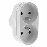 Zenitech - Multiprise 2 Prises pour Façade - Biplite 2x16A - Design Élegant pour Maison et Bureau - Installation Encastrée - Matériaux Durables - Blanc - 15 cm
