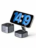 UGREEN MagFlow Chargeur Induction iPhone 2 en 1 Qi Compatible avec MagSafe iPhone 16 15 14 13 12 Plus Pro Max AirPods 4 3 Pro 2 Chargeur sans Fil Magnétique Rapide Pliable Angle Réglable