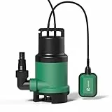 VOUNOT® Pompe d'évacuation pour Eaux Chargés 750W avec Flotteur Max.14000L/H Profondeur d'immersion 7M