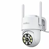 Reobiux 1080P Camera Exterieur/Interieur,caméra de Surveillance extérieur,Camera Surveillance WiFi,2.4/5G,PTZ,Filaire,Vision Nocturne Couleur,Audio Bidirectionnel,Détection Humaine,Alarme,USB
