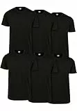 URBAN CLASSICS Lot de 6 T-Shirts pour Hommes Basiques, Coupe Près du Corps, Manches Courtes, Col Rond, Black, Taille L