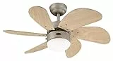 78158 Ventilateur de plafond d'intérieur à six pales et une lampe Turbo Swirl de 76 cm, finition en titane avec verre opale dépoli