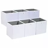Amazon Basics Lot de 6 cubes de rangement pliables, en tissu, blanc, 26,7 x 26,7 x 28 cm