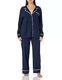 Amazon Essentials Ensemble Pyjama avec Chemise à Manches Longues, en Coton et Textile Modal Femme, Bleu Marine, M