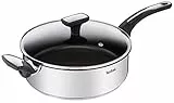 Tefal Sauteuse 26 cm + couvercle verre, Induction, Revêtement antiadhésif résistant, Poignée robuste, Garantie 10 ans, Diffusion homogène de la chaleur, Recyclable, Emotion E3003304