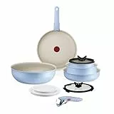 Tefal Ingenio Serenity, Batterie de cuisine 11pièces, Revêtement antiadhésif, Poignées amovibles sécurisées, Design empilable, L827SB04