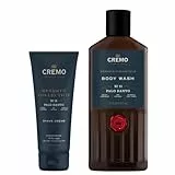 Lot de CREMO - Réserve Collection Gel Douche | Palo Santo | Parfum Subtil & Luxueux | 473ml + CREMO - Réserve Collection Crème à Raser Concentrée Pour Homme | Anti-Feu du Rasoir | 177ml