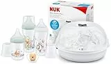 NUK Perfect Match - Ensemble de biberons Winnie l'ourson et Micro Express Plus - Stérilisateur micro-ondes dans le kit de démarrage - Stérilise jusqu'à 4 biberons plus accessoires en 4 minutes - 3