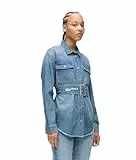 KARL LAGERFELD JEANS Femme Chemise en Jean avec Ceinture Coupe Régulière, Bleu, S
