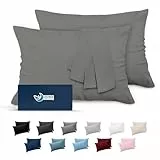 Dreamzie Taie Oreiller 50x70 Lot de 2 en Microfibre Certifiée Oeko-Tex - Housse Coussin Douce Et Brossée, Toucher Peau de Pêche - Anthracite