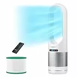 Senmeo Ventilateur Sans Pale avec Purificateur d'Air, Ventilateur Colonne de 80 cm, HEPA Pour 99,7% de Fumée et de Poussière, 8 Vitesses, Minuterie 8h, Ventilateur Tour pour Chambre à Coucher, Bureau