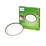 Philips Plafonnier Extérieur LED, Noir, Blanc Chaud, Philips Superslim 15W, IP54 Résistant à l'Eau pour Jardin, Patio et Éclairage de Terrasse.