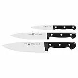 ZWILLING Set de 3 Couteaux, Couteau à Larder/à Garnir, Couteau de Chef, Couteau à Viande, Manche Noir, série Twin Chef 2