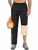 PASUDA Pantalon Jogging Polaire Homme Hiver Chaud Pantalon Ski Imperméable Thermique Pantalons de Sport avec Poches Zippées Pantalon de Survêtement Randonnée Casual (Noir, XXL)
