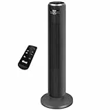 LEVOIT Ventilateur Colonne Silencieux, 5 Vitesses 4 Modes de Vent,Télécommande, Minuterie 12h, Oscillant à 90° avec 7m/s, 33W Économie, avec Mode Veille pour chambre, Noir Gris