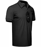 GLESTORE Polo Hommes Chemise sans Repassage Polos T-Shirts pour Hommes Golf Polo à Manches Courtes Noir XXL