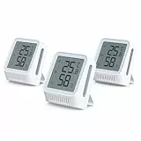 X-Sense Thermomètre Hygromètre Intérieur Connecté Compatible Alexa, Petit Capteur avec Écran LCD Mesure Température et Humidité, Station SBS50 Requise, STH0A, Lot de 3