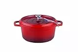 KAMBERG - 0008186 - Cocotte Ø 16 cm Ronde Rouge Flammée - Fonte d'aluminium - Revêtement pierre - Tous feux dont induction - Sans PFOA