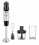 Moulinex Pied mixeur, 4 lames Powelix, 10 vitesses, appareil 3-en-1, hachoir et fouet, 1 000 W, Quickchef, DD655811