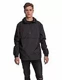 URBAN CLASSICS Veste Coupe-Vent de Mi-Saison pour Homme, Poche Kangourou, Poignets Élastiques, Capuche et Taille à Cordons, Col Zippé, 100% Polyester, Noir, Taille XL