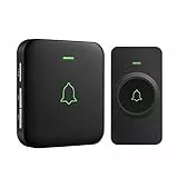 Sonnette sans Fil AVANTEK CB-11 Mini Sonnette de Porte 300M Étanche Kit de Carillon Electronique avec Un Récepteur Enfichable, 52 Mélodies au 5 Niveaux Volumes pour Maison, Bureau, Hôtel, etc (Noir)