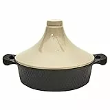 COOK CONCEPT, KC25801, Tajine en Fonte d'Aluminium Ronde Antiadhésif, Compatible Induction, Idéal pour Cuisson Lente, Plat de Cuisson Pratique, 28 cm, Noir/Beige