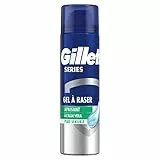 Gillette Series Gel À Raser Apaisant À L’aloe Vera, Pour Les Peaux Sensibles, Procure Une Protection Complète Contre Les Irritations et Les Brûlures 200ml