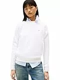 Tommy Jeans Tjw Reg S Flag Crew Dw0Dw19959 Sweat-Shirt à Enfiler, White (White), M Femme