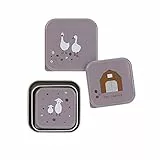 LÄSSIG Boîte à casse-croûte, lot de 3, en acier inoxydable Tiny Farmer lilac