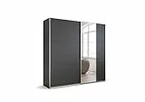 Rauch Möbel Kronach Armoire, Armoire à Portes coulissantes, 2 Portes, avec Miroir, avec 2 Barres de penderie et 2 étagères, Couleur Gris métallisé, Dimensions 218x210x59cm