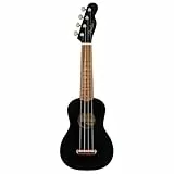 Fender Venice Ukulélé soprano Noir, Incluant des Cours Virtuels Gratuits sur Fender Play, Super Portable et Immédiatement Utilisable