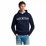 GANT Sweat à Capuche Graphique Sweatshirt, Bleu Nuit, XXL Homme