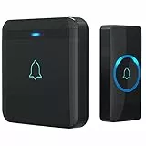 AVANTEK 400M de Portée Sonnettes sans Fil Kit de Carillon Étanche avec 1 Récepteur Enfichables, 52 Mélodies, Noir, 720p
