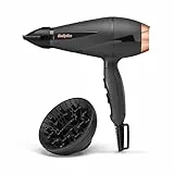 BaByliss Sèche-cheveux Smooth Pro - Sèche-cheveux puissant de 2100W, Fabriqué en Italie, Technologie ionique anti-frisottis, 3 réglages de température et 2 réglages de vitesse, Noir, 6709DE