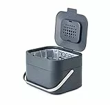 Joseph Joseph Stack 4- Poubelle pour les déchets alimentaires avec couvercle et Filtre Anti-Odeurs, Bac à compost de cuisine avec poignée - Graphite, 4 L