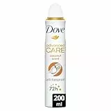 DOVE - Déodorant Femme Advanced Care Noix de coco et fleur de jasmin - Spray Anti-transpirant - Soin des aisselles quotidien - 72h de protection - 200ml