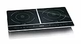 SEVERIN Double plaque à induction 3 400 W, Plaque de cuisine double pour une cuisson rapide des aliments, Plaque en revêtement vitrocéramique avec thermostat réglable jusqu’à 240°C, Noir, DK 1031