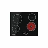 CATA - TN 604 - Plaque vitrocéramique - Couleur noire - 4 zones de cuisson Haute Lumière - 9 niveaux de puissance réglables - Commande tactile avec avertisseur sonore - Puissance 6 kW - Largeur 59 cm