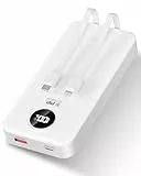 Power Bank 30 000 mAh avec câble intégré : charge rapide PD 22,5 W, batterie externe de grande capacité et 4 sorties et 2 entrées oidaRadio avec