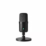 Amazon Basics Microphone à condensateur USB miniature pour le streaming, les jeux et le podcasting avec capteur cardioïde, 5.8 x 3.4 inches, Noir