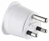 Electraline 70055 Adaptateur de voyage France/Europe vers Afrique du Sud 2 Broches Europe vers 3 Broches Afrique du Sud, Blanc