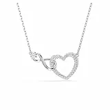 Swarovski Pendentif Hyperbola, Cœur et infini, Blanc, Métal rhodié