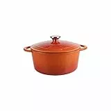 Sitram 712573 TRADIFONTE COCOTTE en Fonte d'acier EMAILLE, 5 liters, Orange/Blanc