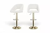 BAÏTA Lot de 2 tabourets Lenny en Tissu Bouclette Blanc avec piètement Noir