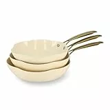 MENASTYL - Lot de 3 poêles Dahlia sans PFAS - Revêtement céramique antiadhésif - 98% d'aluminium recyclé - Tous feux dont induction et lave-vaisselle - 6014235