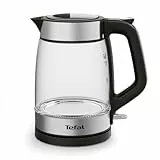 Tefal KI6058 Glass Kettle, bouilloire électrique, graduation, capacité de 1,7 l, facile à nettoyer, noir